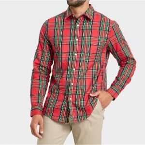 NWT Goodfellow & Co Men's Plaid Holiday Shirt - Goodfellow & Co™ Red Size: Large